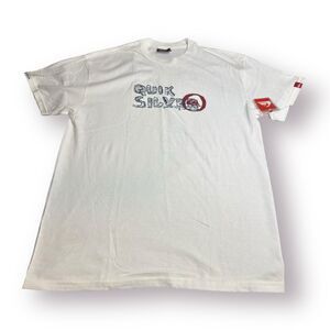 Quiksilver Graphic T-Shirt Size‎ Large White Shirt Retro 100% Cotton Skater Y2K